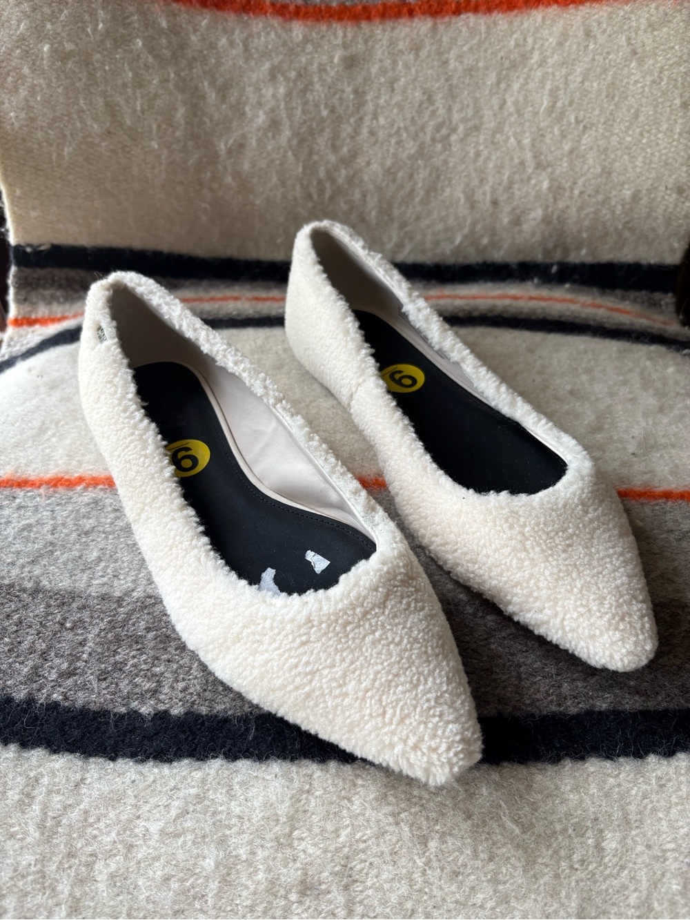 Funky Faux Shearling Pointed Toe Flats DKNY 9